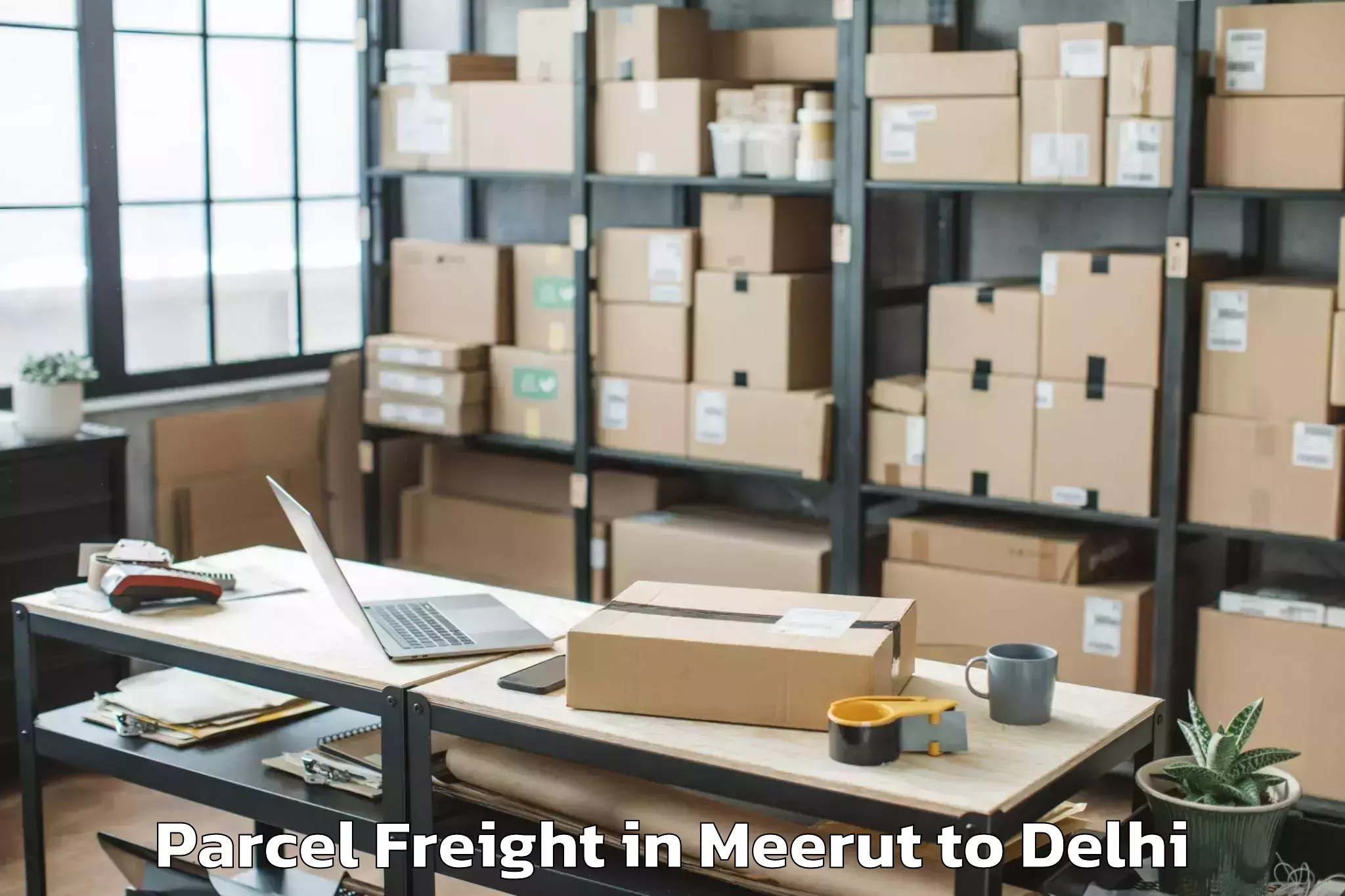 Top Meerut to Unity One Janakpuri Mall Parcel Freight Available